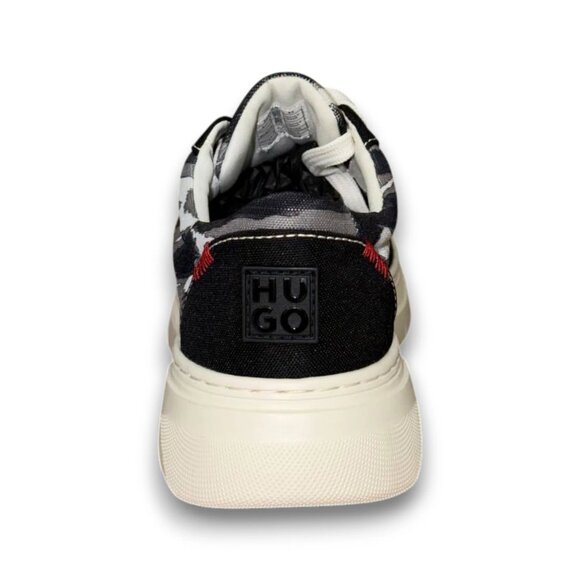 HUGO Urian Derb Men's Black/Military Textile Low Top Sneakers US 9 (UK 8 EU 42) - Picture 3 of 4